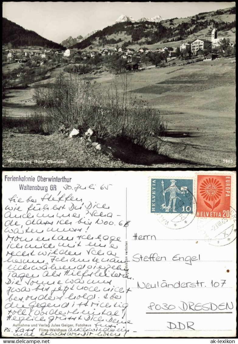 Ansichtskarte Waltensburg Vuorz Stadtpartie - Fotokarte 1965