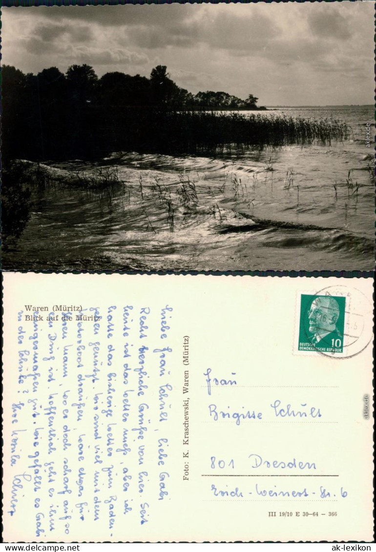 Ansichtskarte Waren (Müritz) Blick auf die Müritz 1964