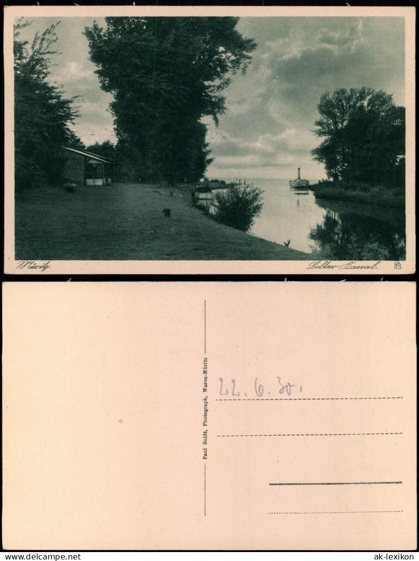Ansichtskarte Waren (Müritz) Dampfer Kanal Halle 1930
