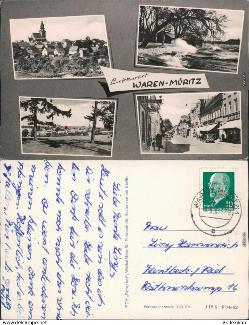 Ansichtskarte Waren (Müritz) Stadtteilanischten 1962