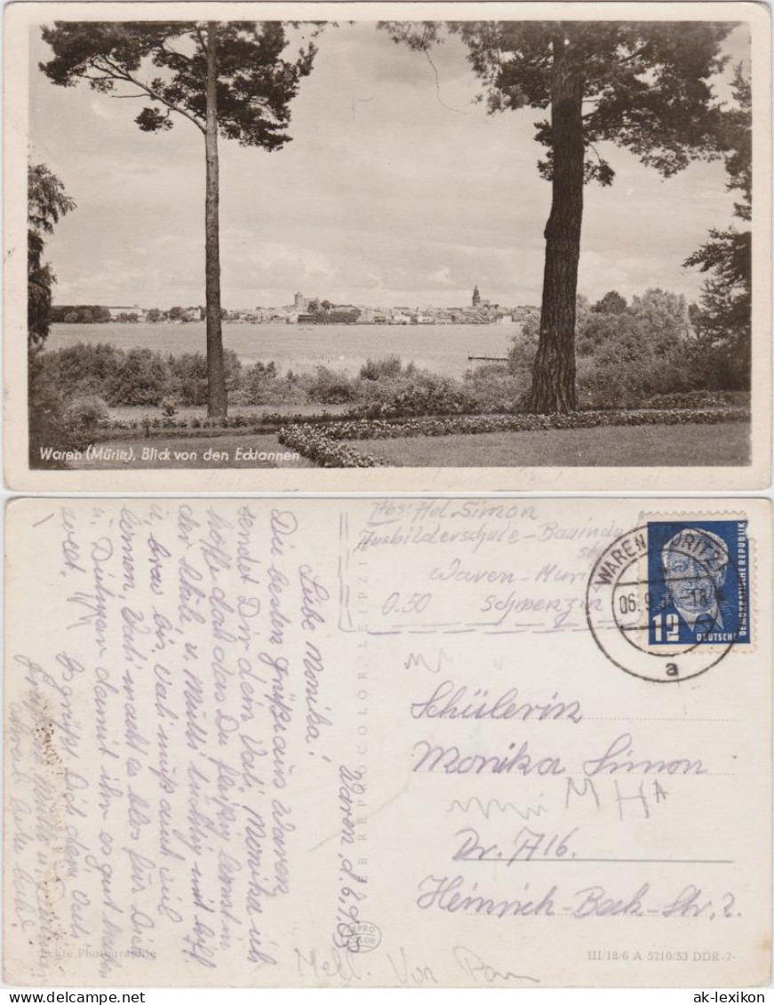Ansichtskarte Waren (Müritz) Totale 1954