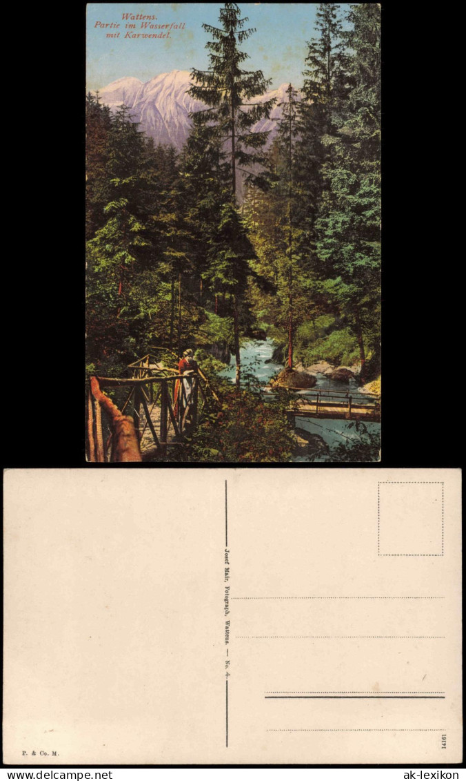 Ansichtskarte Wattens Partie im Wasserfall, Brücke 1914