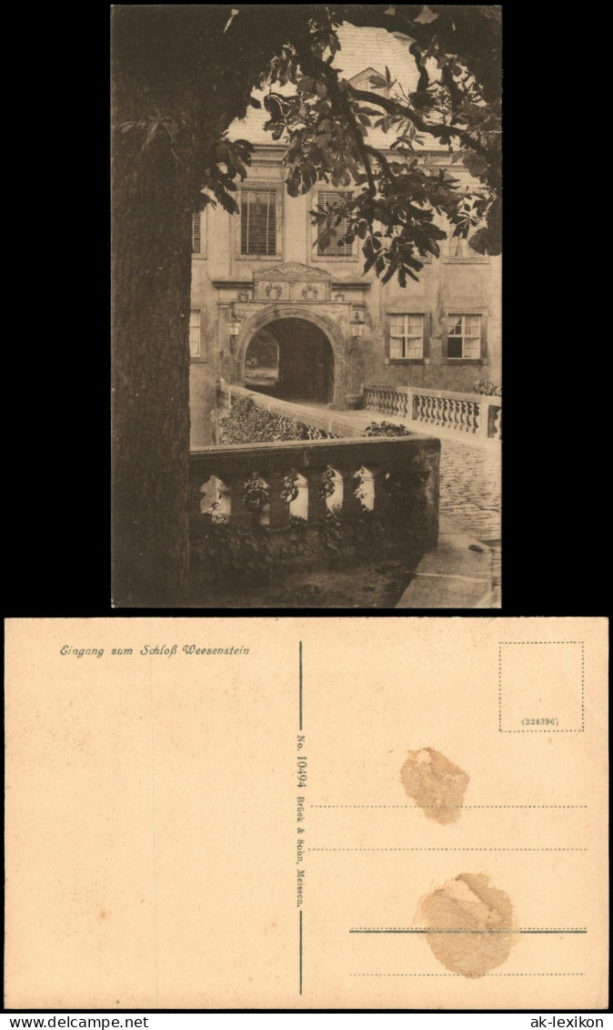 Ansichtskarte Weesenstein (Müglitz) Eingang zum Schloß Weesenstein 1926