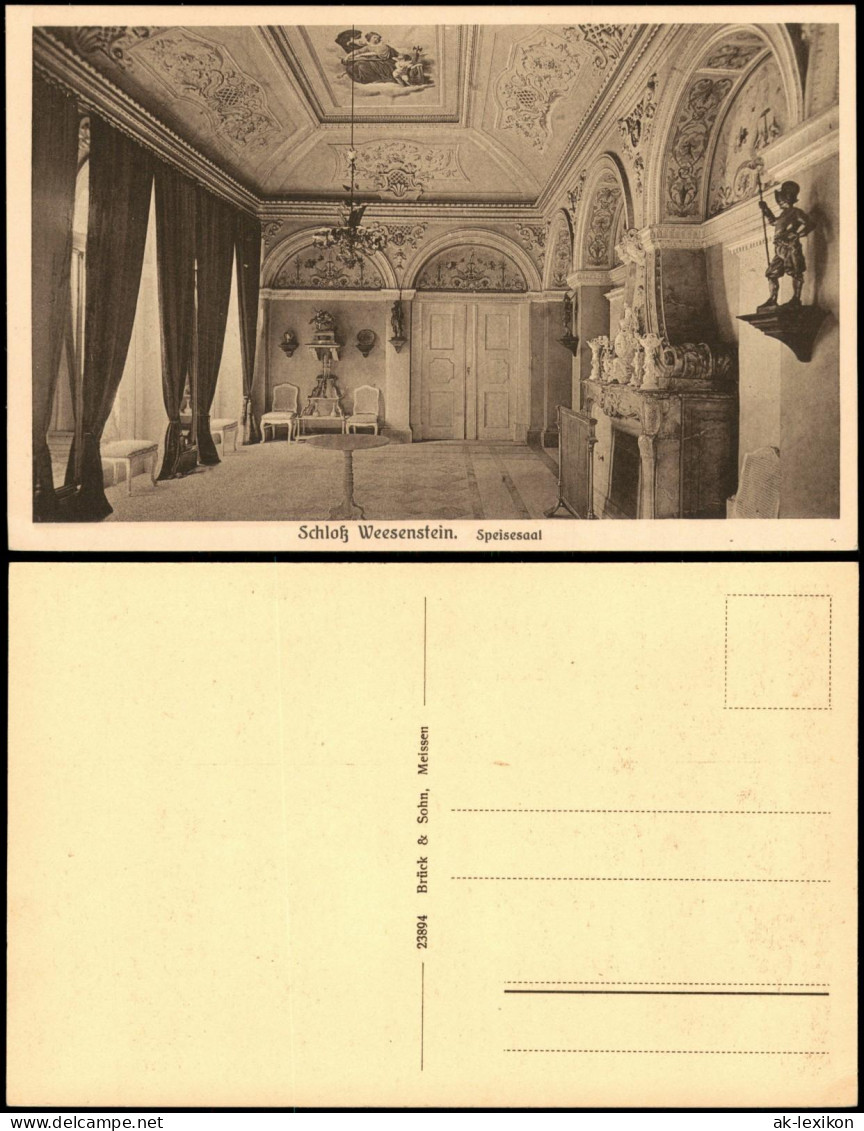 Ansichtskarte Weesenstein (Müglitz) Schloss - Spesiesaal 1927