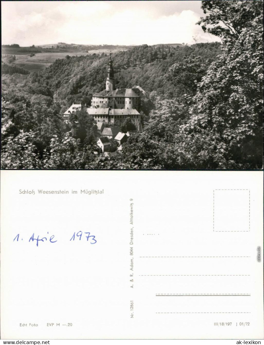 Ansichtskarte Weesenstein (Müglitz) Schloss Weesenstein im Müglitztal 1972
