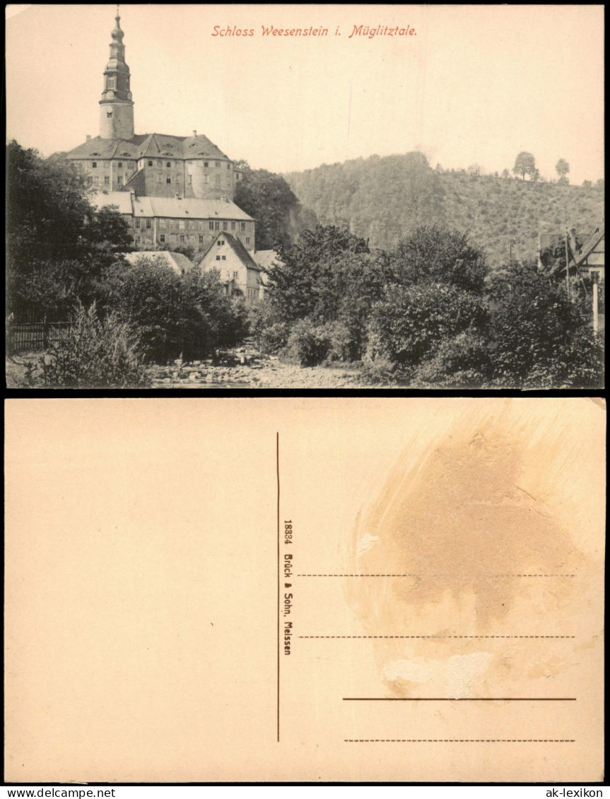 Ansichtskarte Weesenstein (Müglitz) Schloss Weesenstein Ortspartie 1914