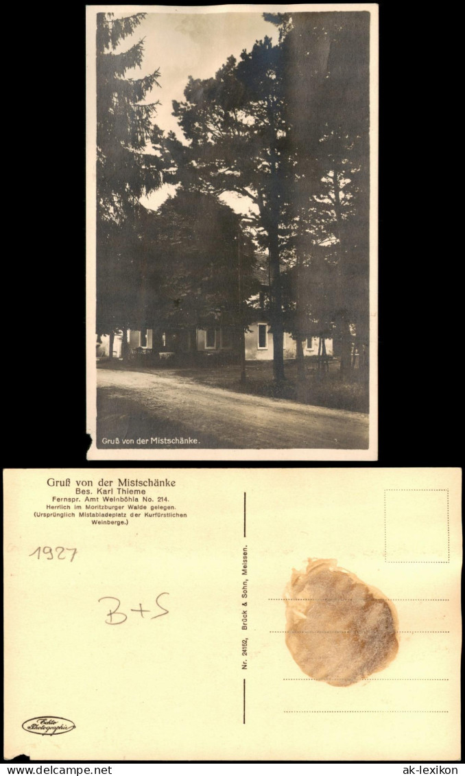 Ansichtskarte Weinböhla Mistschänke. Moritzburger Wald 1927