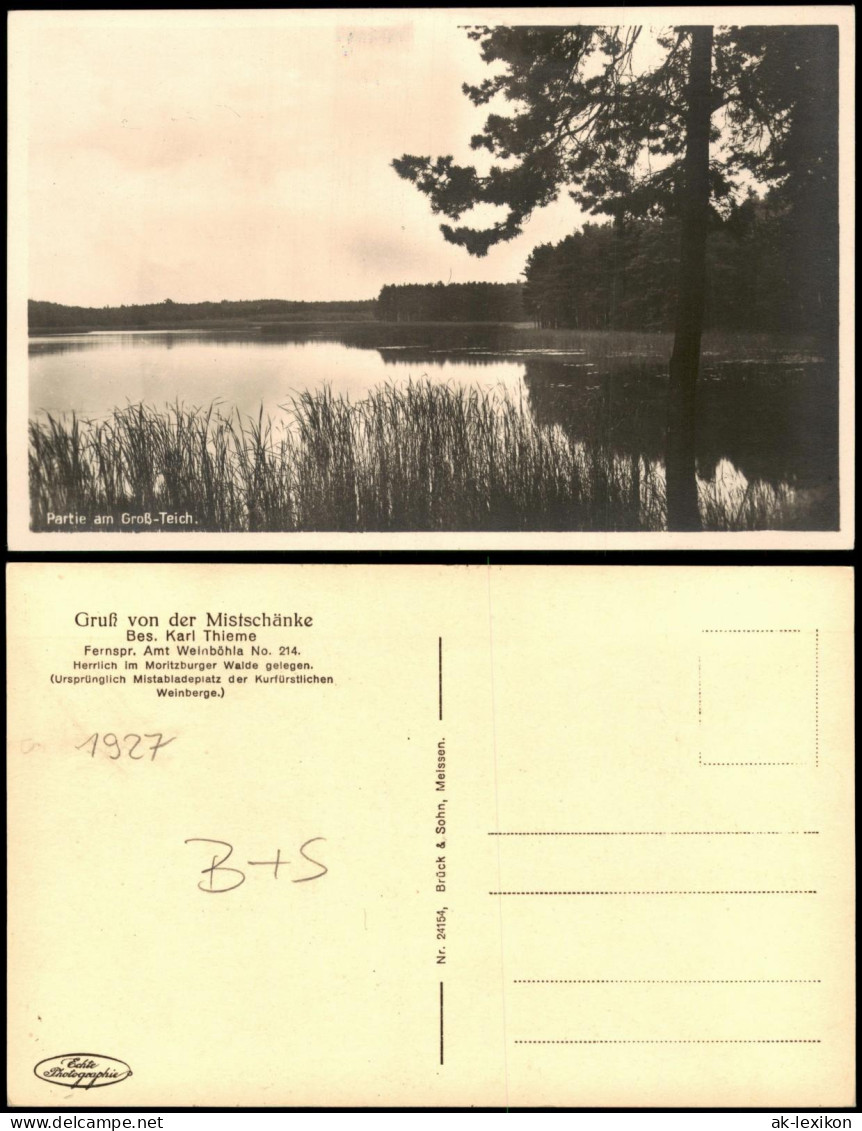 Ansichtskarte Weinböhla Partie am Groß-Teich. 1927