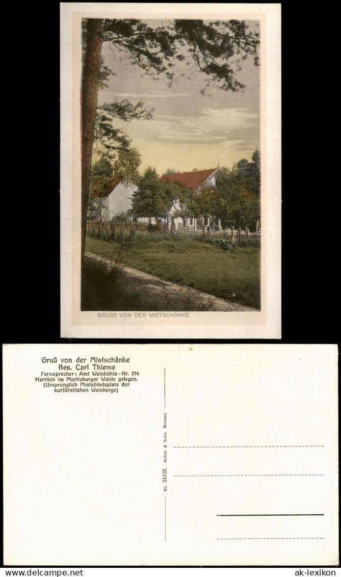 Ansichtskarte Weinböhla Partie an der Mistschänke 1927