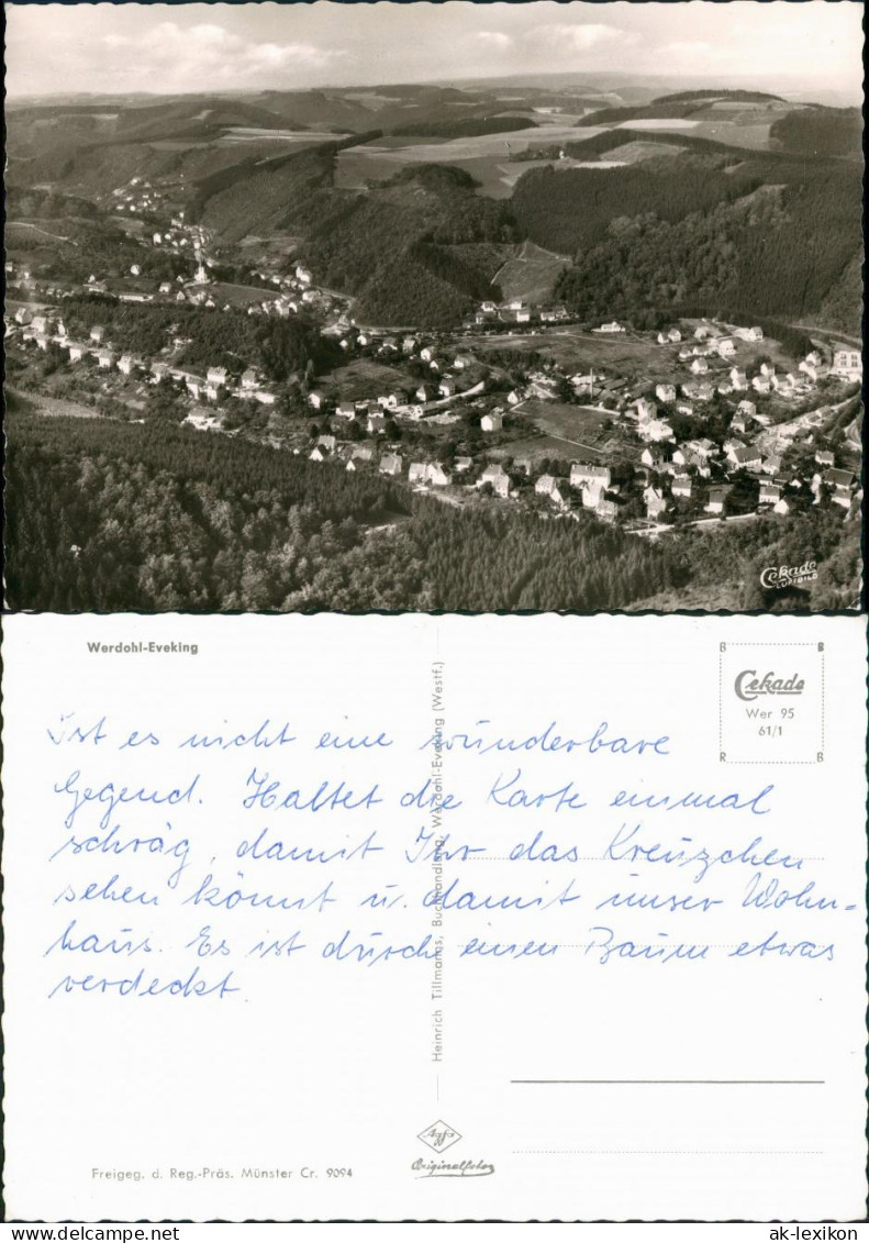 Ansichtskarte Werdohl Luftbild Werdohl Ortsteil EVEKING vom Flugzeug aus 1961