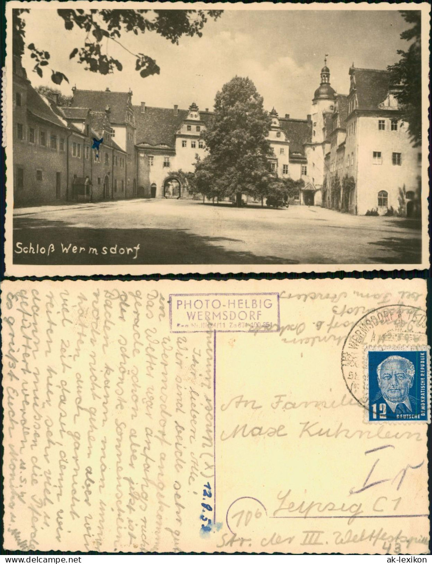 Ansichtskarte Wermsdorf Schloß Wermsdorf zur DDR-Zeit 1953