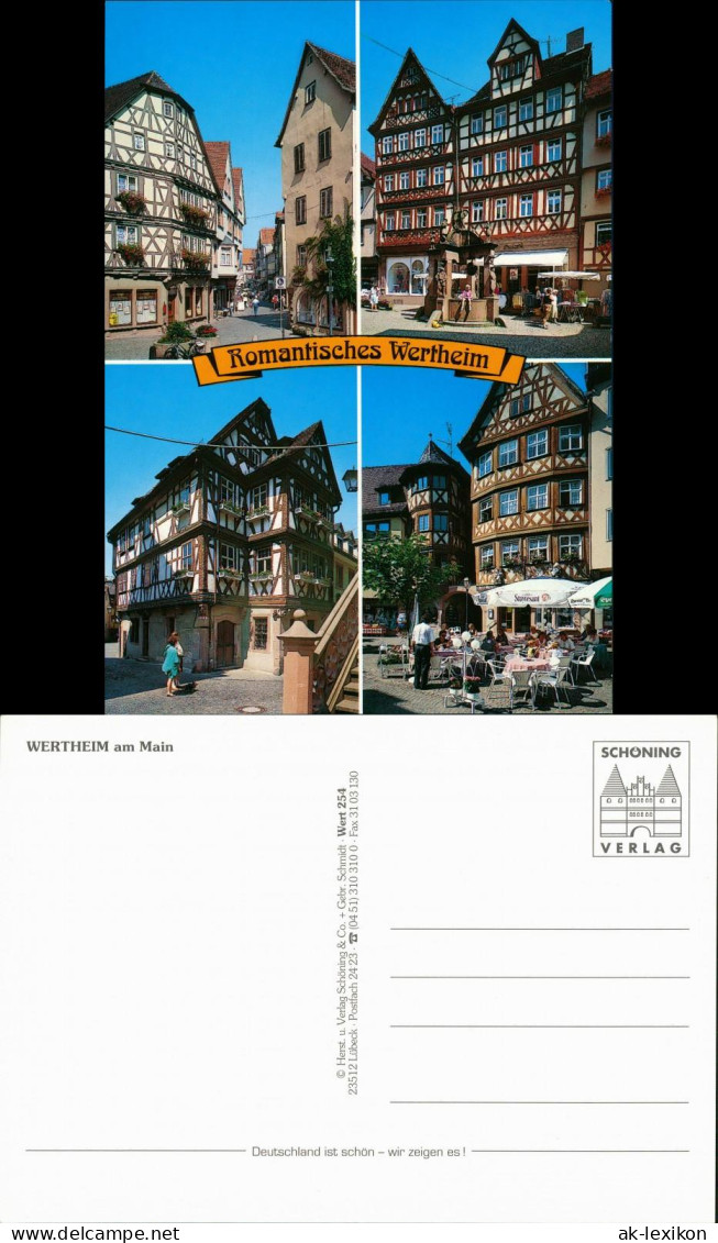 Ansichtskarte Wertheim Fachwerkhäuser, Plätze, Cafe 1995