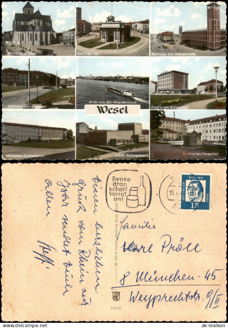 Ansichtskarte Wesel MB Straßen Plätze Gymnasium 1965