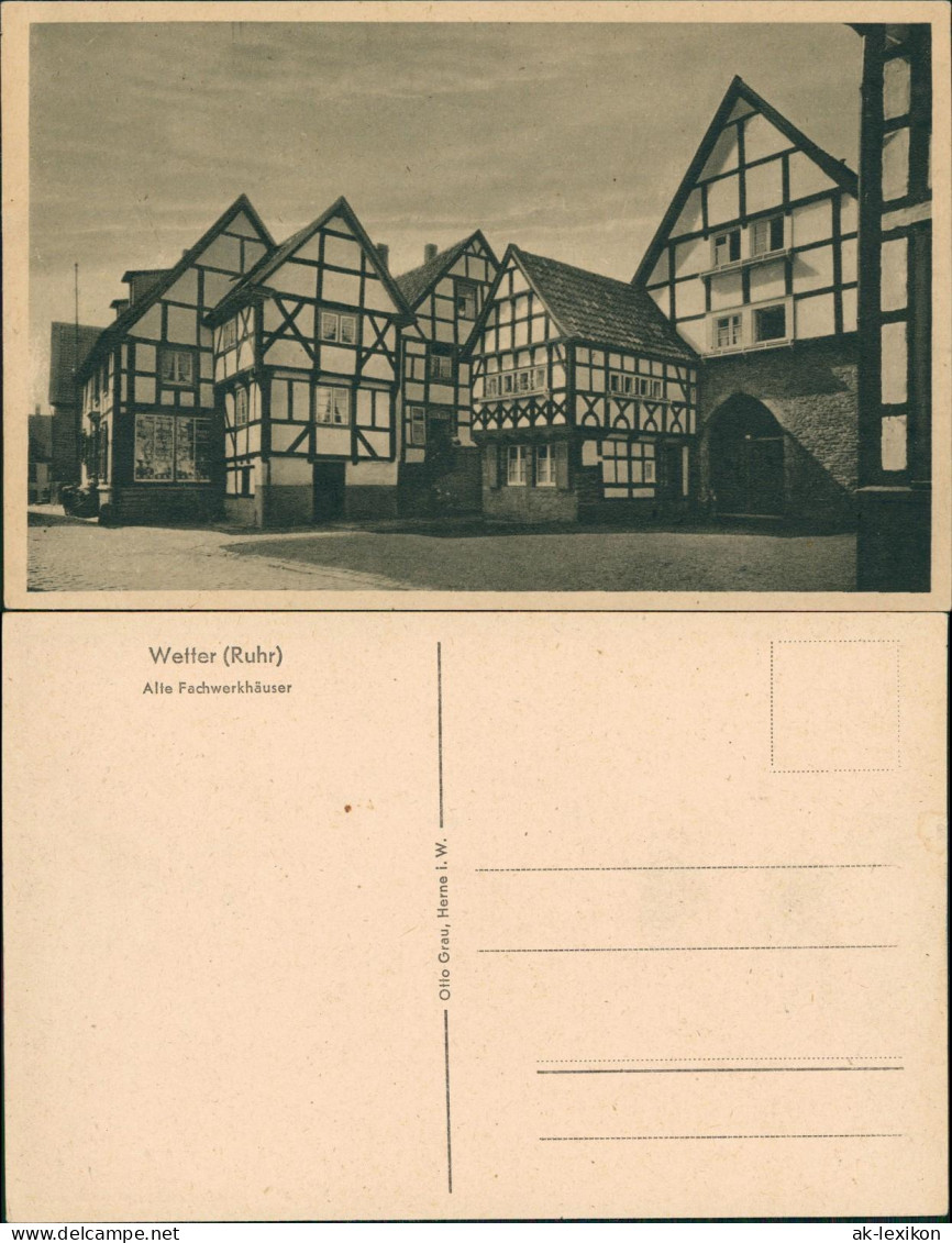 Ansichtskarte Wetter (Ruhr) Alte Fachwerkhäuser, Geschäft 1929