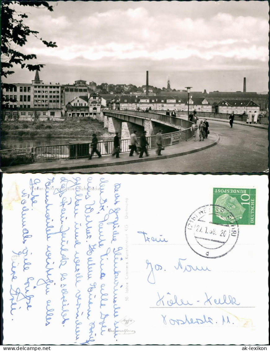 Ansichtskarte Wetter (Ruhr) Neue Ruhrbrücke - Fotokarte 1958
