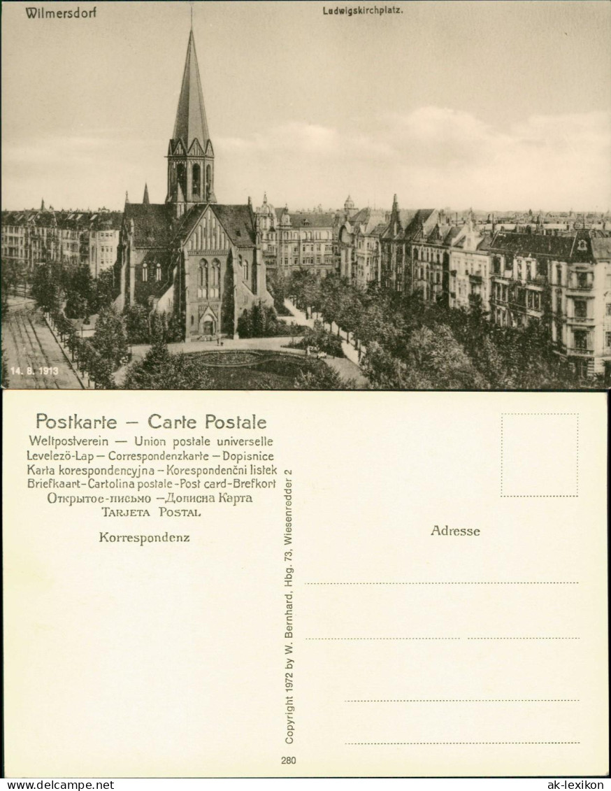 Ansichtskarte Wilmersdorf-Berlin Ludwigskirchplatz. REPRO 1918/1990