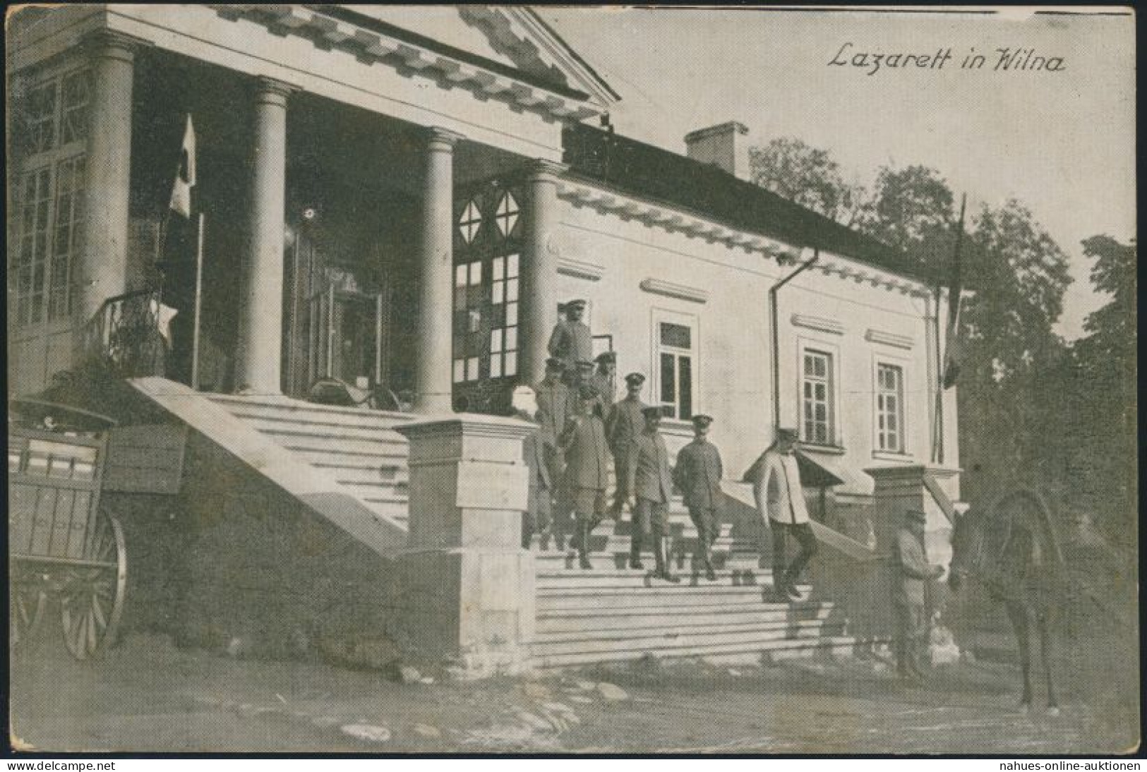 Ansichtskarte Wilna Militär Lazarett Litauen per Feldpost 5.10.1918 n. Berlin