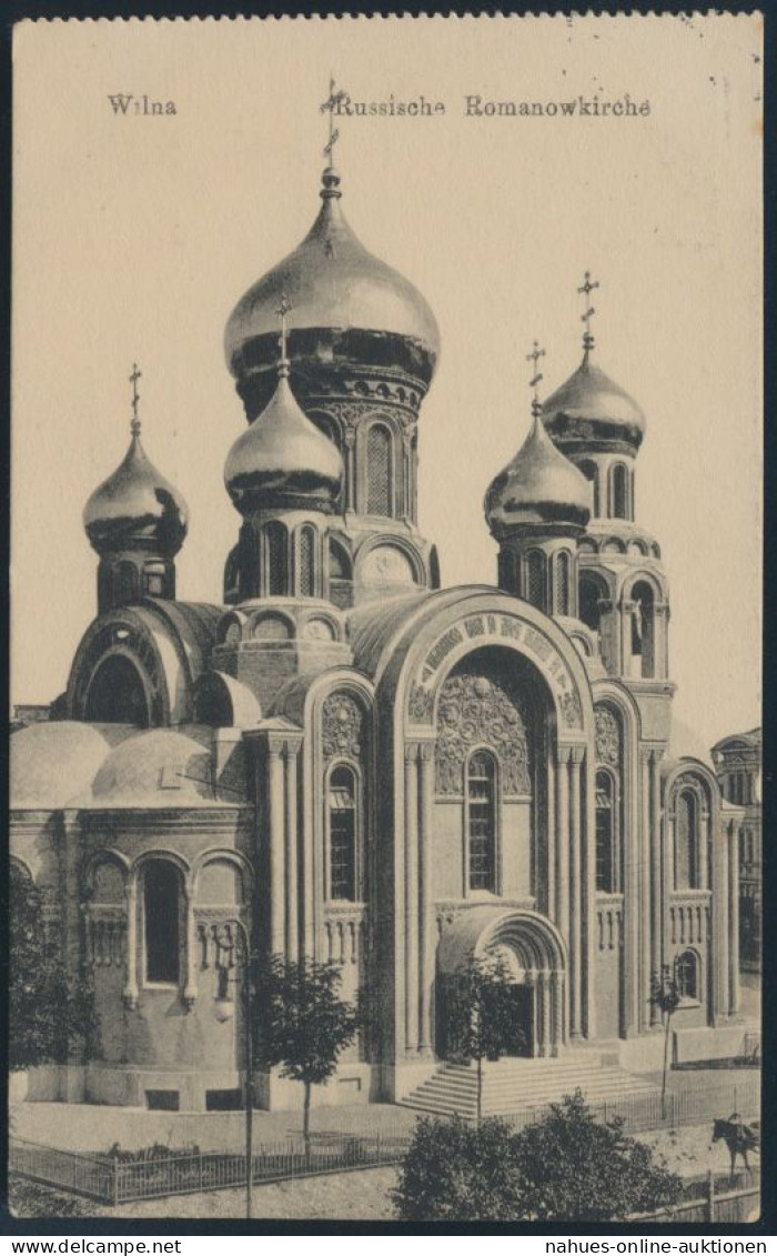Ansichtskarte Wilna Vilnius Litauen Russische Romanowkirche Feldpost 30.4.1918