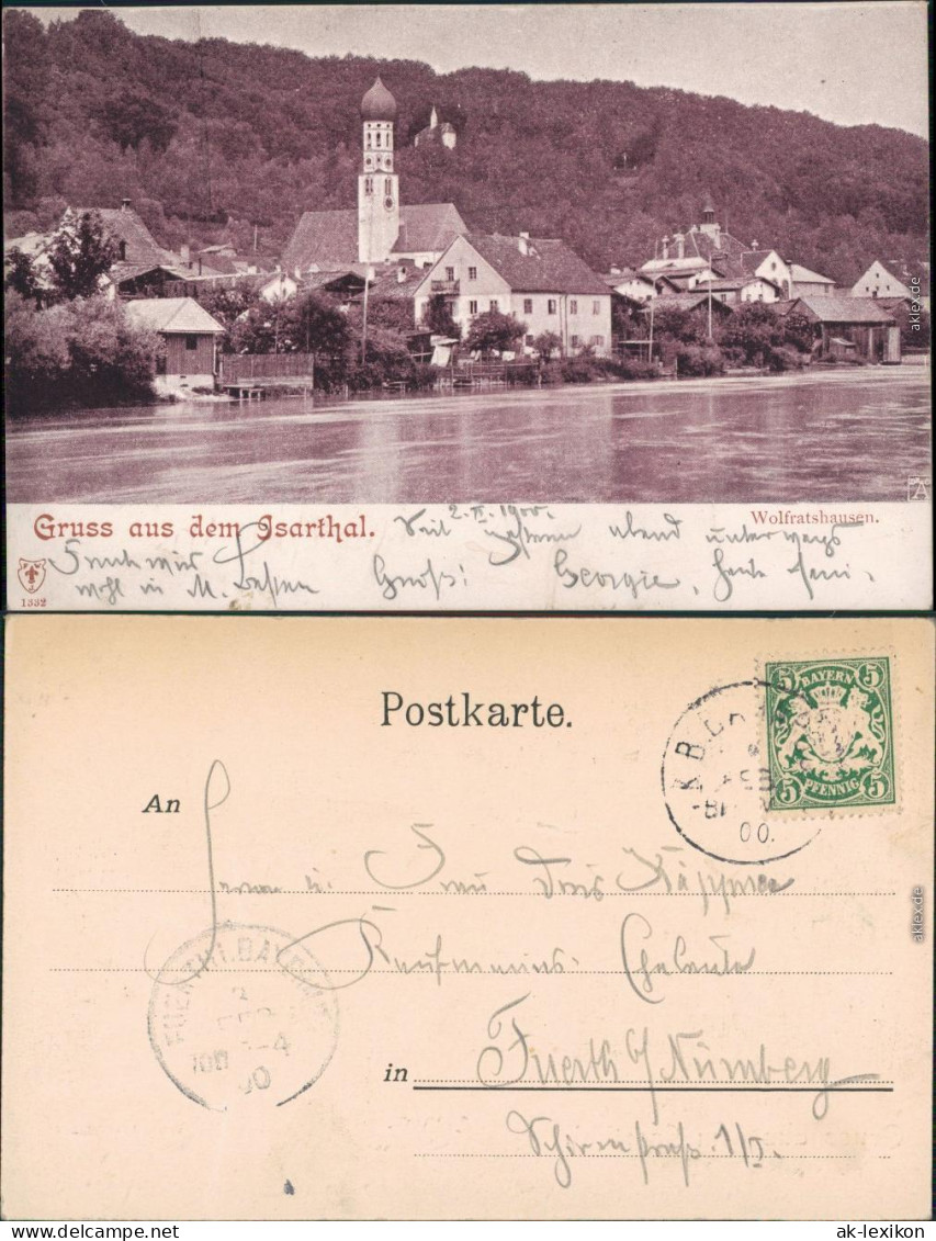 Ansichtskarte Wolfratshausen Panorama 1900