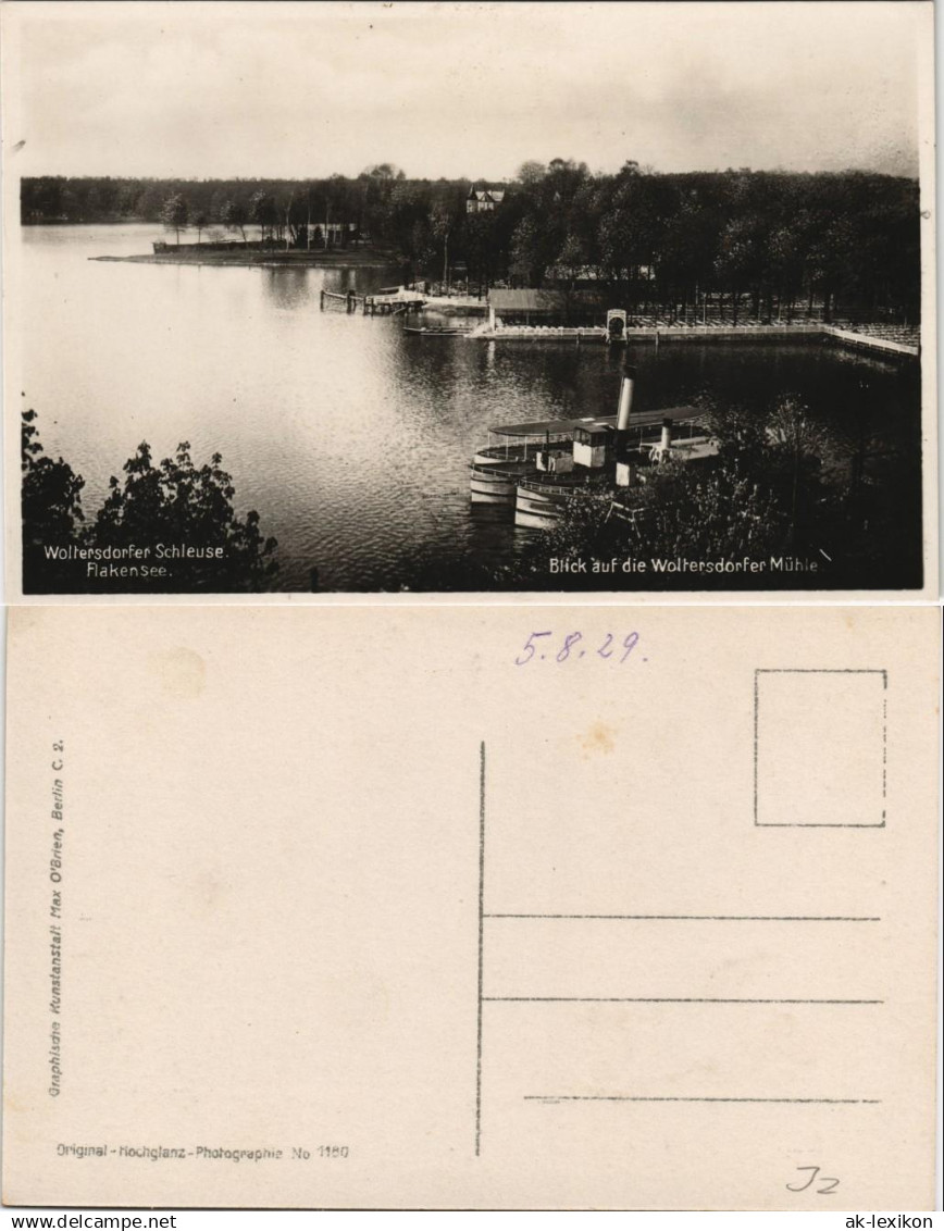 Ansichtskarte Woltersdorf Woltersdorfer Schleuse, Anleger - Dampfer 1928