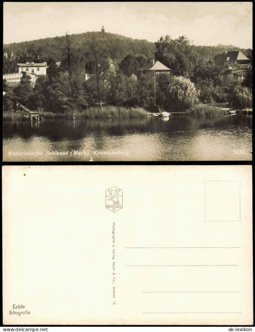 Ansichtskarte Woltersdorf Woltersdorfer Schleuse Kranichberg 1930