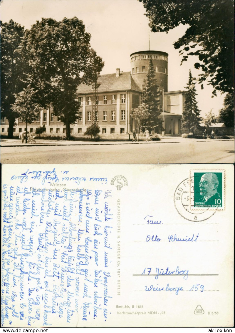 Ansichtskarte Wriezen (Oder) Polytechnische Oberschule 1968