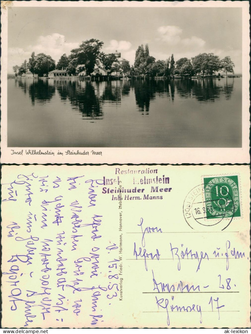 Ansichtskarte Wunstorf Blick auf Insel Wilhelmstein 1953