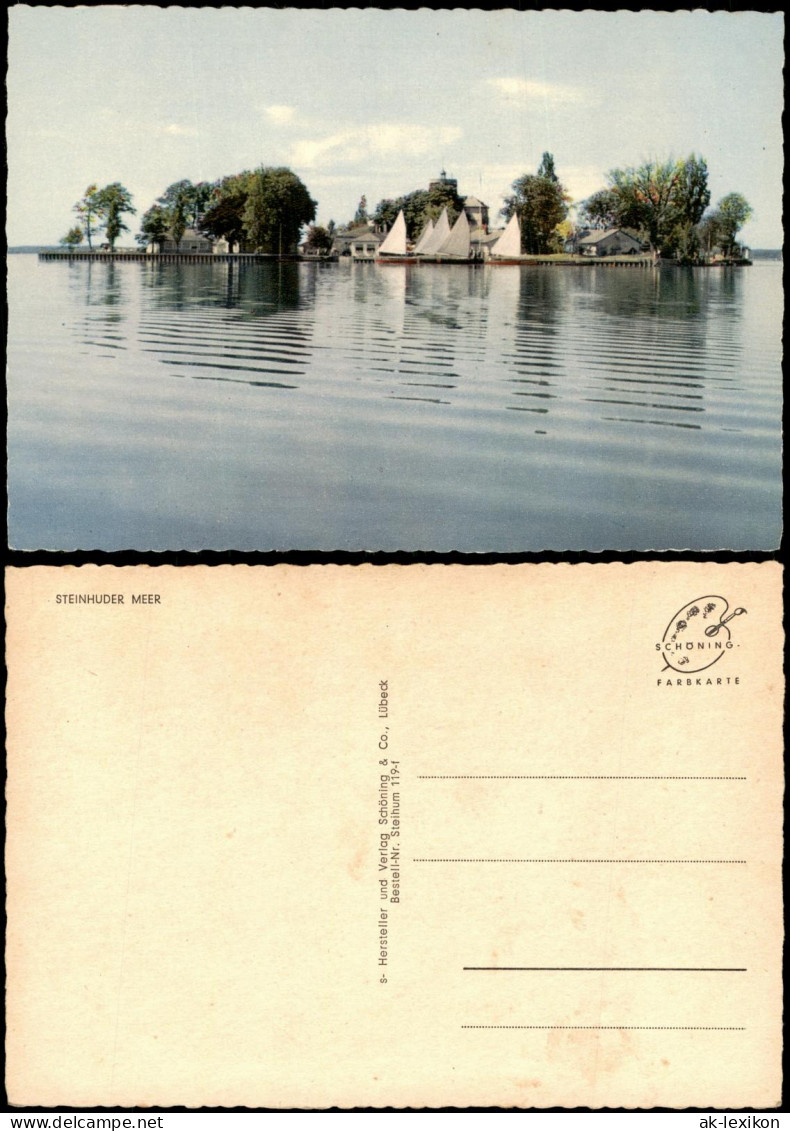 Ansichtskarte Wunstorf Insel Wilhelmstein mit Segelbooten 1960