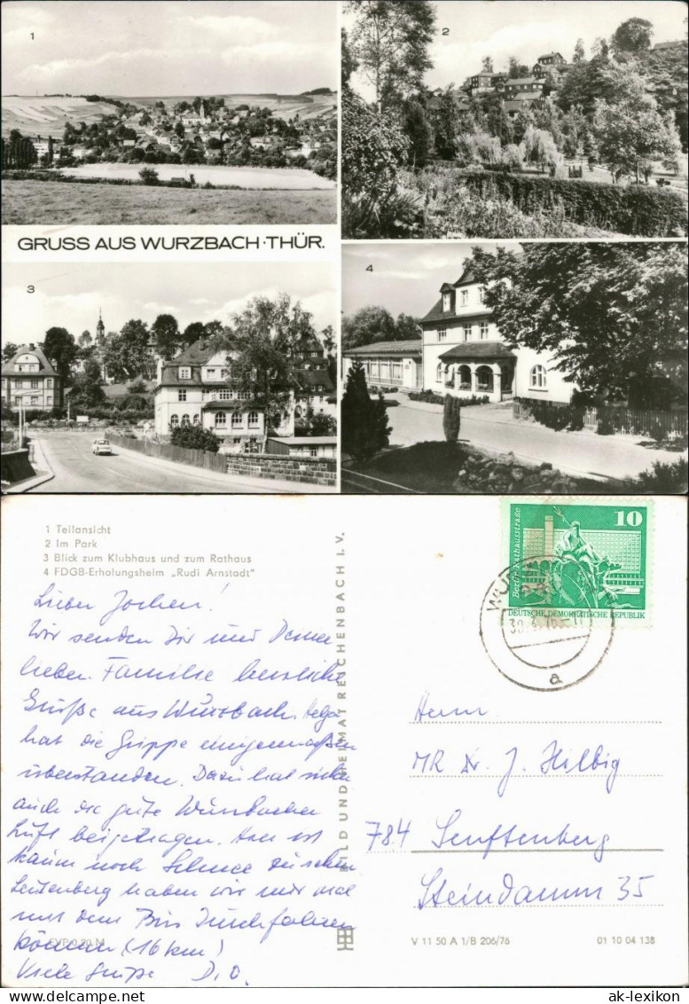 Ansichtskarte Wurzbach Park, Panorama, Klubhaus, Rathaus 1976