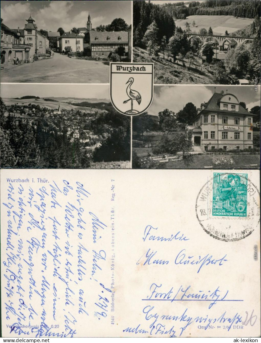 Ansichtskarte Wurzbach Stadtmitte, Brücke, Überblick, Kaufhaus 1960