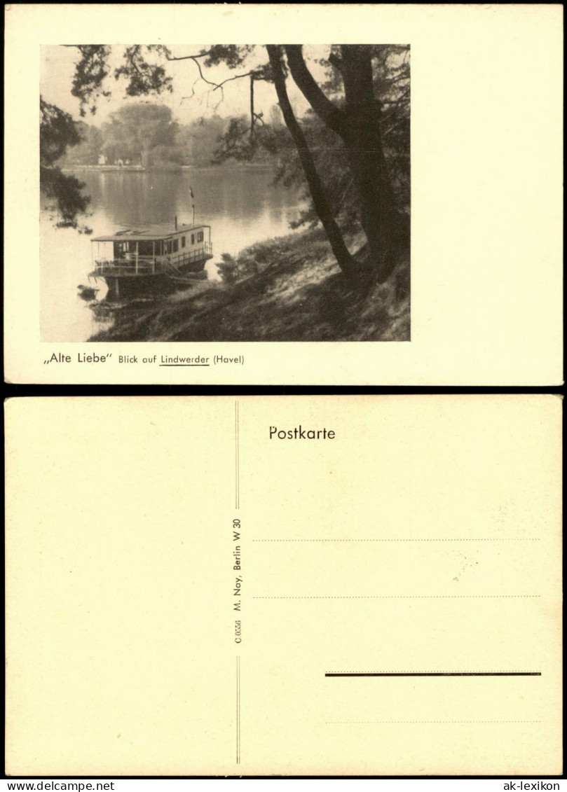 Ansichtskarte Zehlendorf-Berlin Lindwerder Boot Fähre 1932