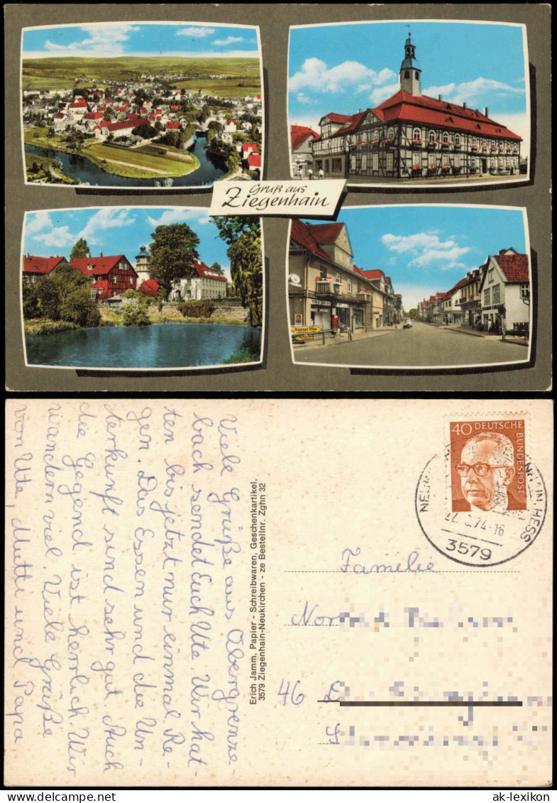 Ansichtskarte Ziegenhain-Schwalmstadt 4 Bild Straße Rathaus Luftbild 1974