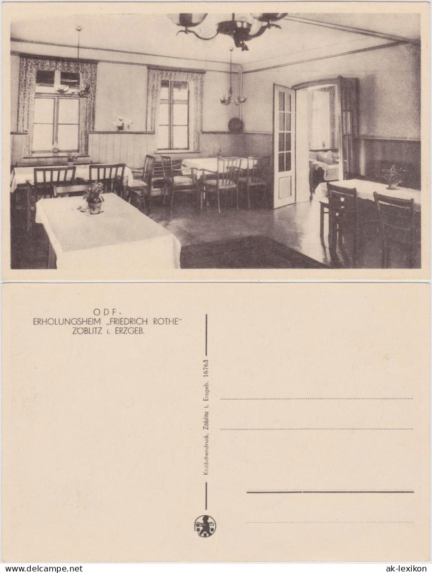 Ansichtskarte Zöblitz ODF - Erholungsheim "Friedrich Rothe" - Innen 1949