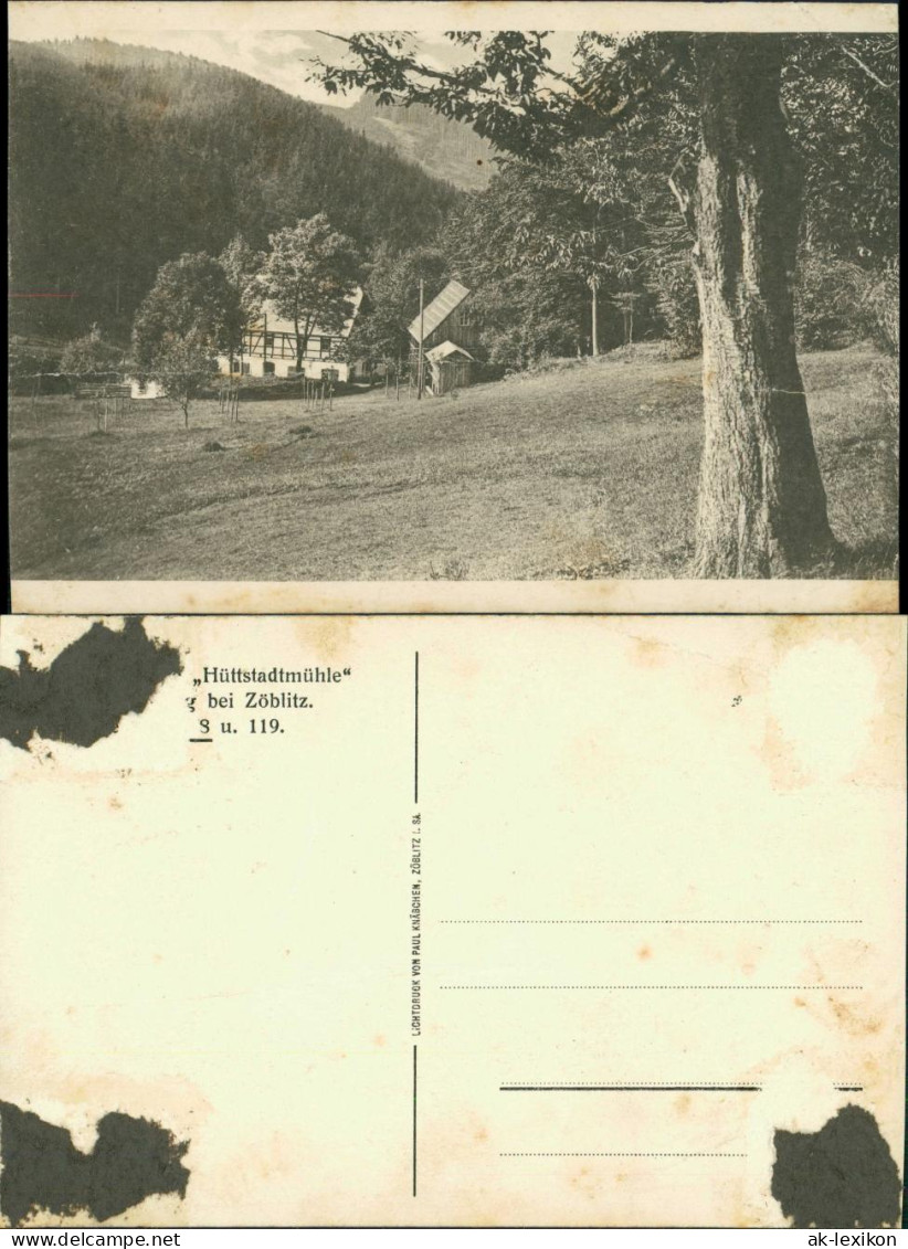 Ansichtskarte Zöblitz Partie an der Hüttstadtmühle 1922