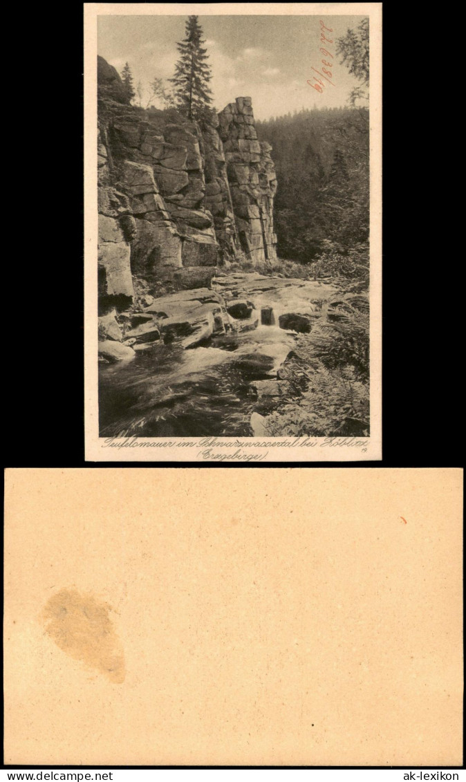Ansichtskarte Zöblitz Teufelsmauer Schwarzwassertal Erzgebirge 1928