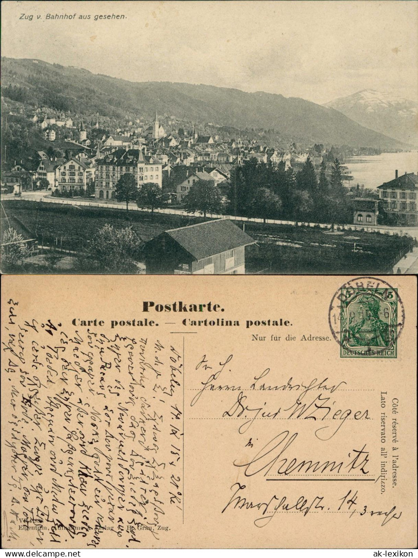 Ansichtskarte Zug Zoug | Zugo vom Bahnhof aus gesehen. 1919