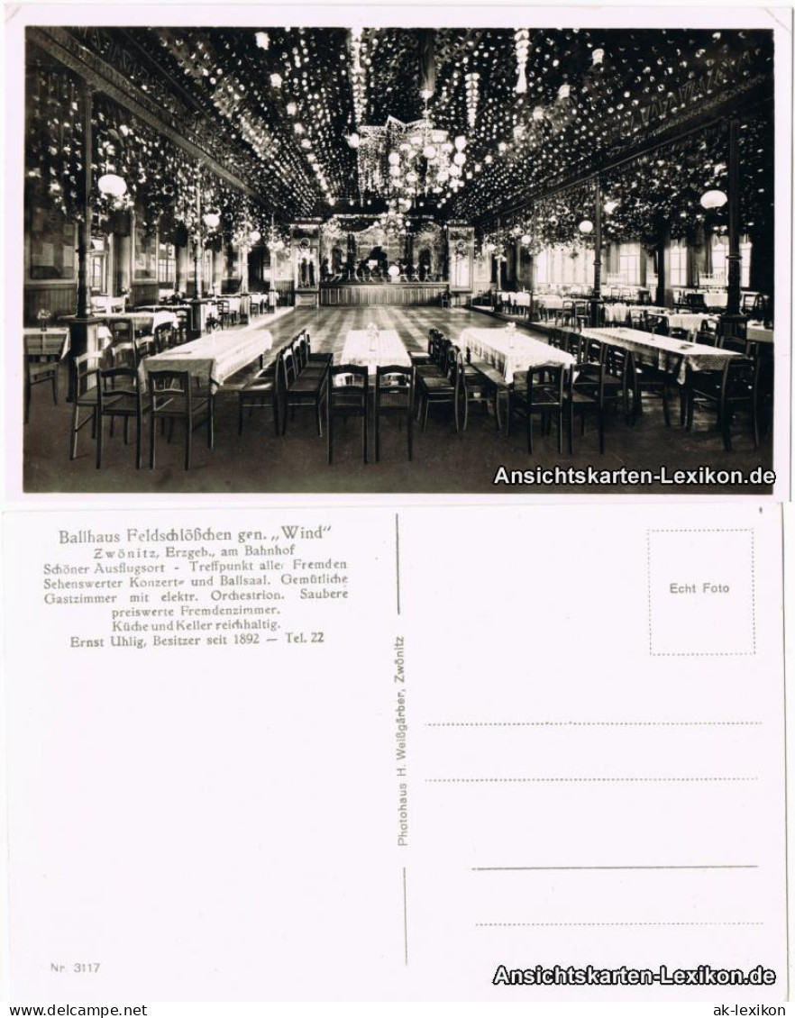 Ansichtskarte Zwönitz (Erzgeb.) Ballhaus Feldschlößchen 1932