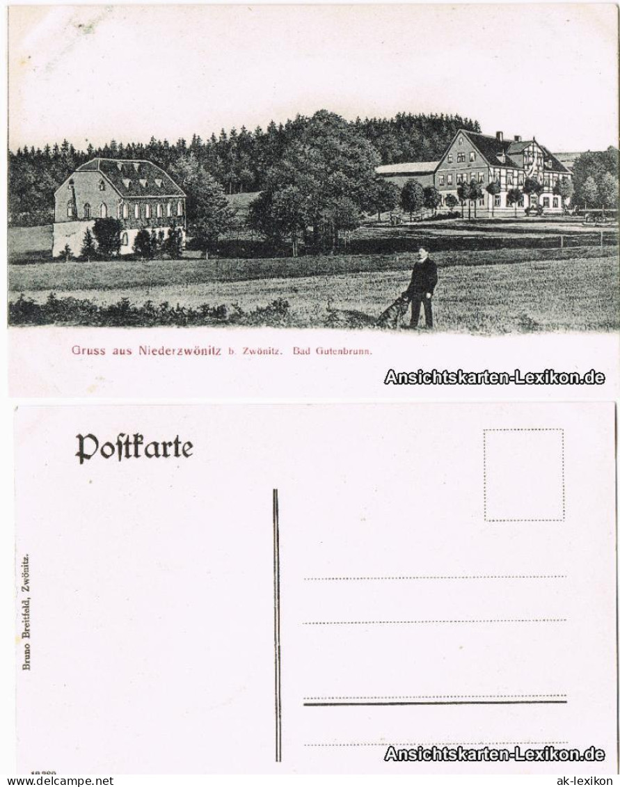 Ansichtskarte Zwönitz (Erzgeb.) Partie in Bad Gutenbrunn 1910