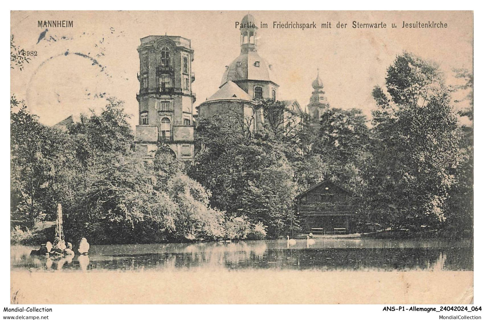 ANSP1-0033-ALLEMAGNE - MANNHEIM - partie im friedrichspark mit der sternwarte u. Jesuitenklrche