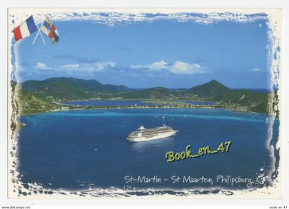 {61293} Antilles Néerlandaises , Sint Maarten , Saint Martin Philipsburg ; paquebot. " en baisse "