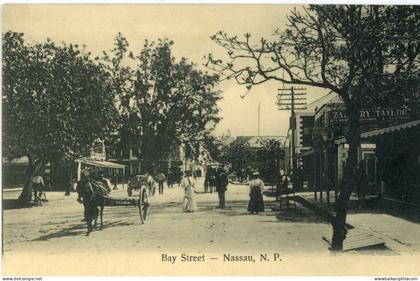 Bahamas Nassau Bay Street early postcard