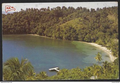 Dominica Puerto Escondido beach postcard used 1987