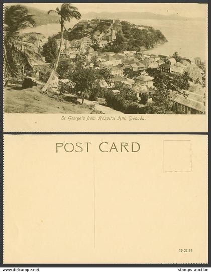 Grenada Old Postcard St. George's from Hospital Hill Palms Panorama General View