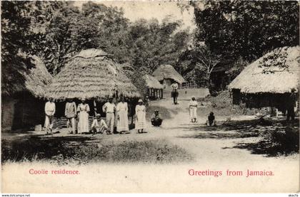 PC JAMAICA GREETINGS FROM JAMAICA. COOLIE RESIDENCE. (a79421)