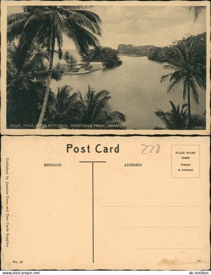 Postcard Port Antonio Jamaica Blue Hole Palmen 1938