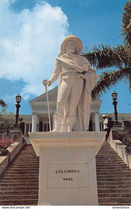 B159 Bahamas Nassau Christopher Columbus Statue vintage postcard