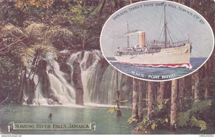 JAMAICA - Roaring River Falls, R.M.S. Port Royal 1907