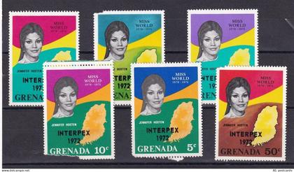 SA16d Grenada 1972 Philatelic Exhibition Interpex Miss World Overprinted stamps