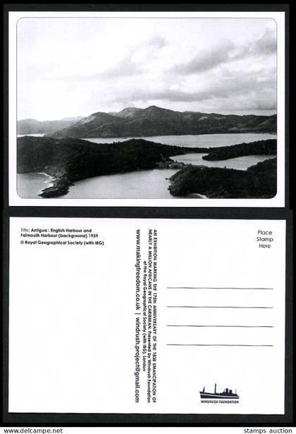 Antigua English Harbour & Falmouth Harbour 1939 Postcard Wadadli, Hills Panorama