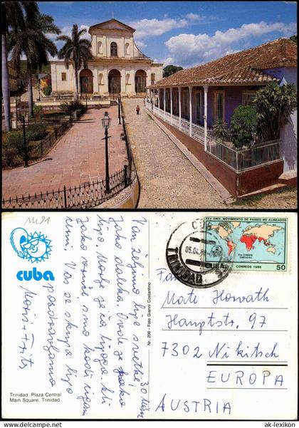 Postcard Kuba allgemein Trinidad Plaza Central Main Square 1988